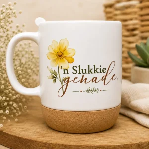 'n Slukkie Genade - Kurkbasis Koffiebeker