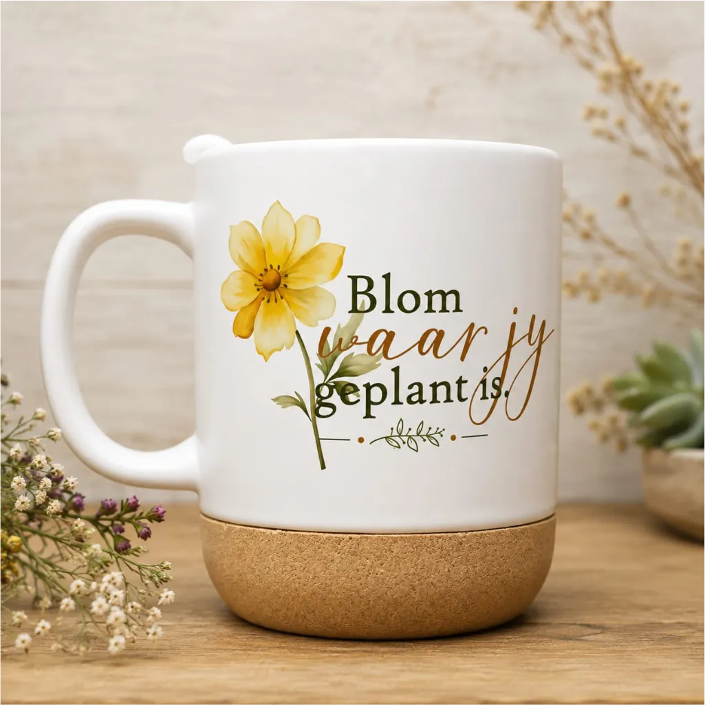 Blom waar jy geplant is - Kurkbasis Koffiebeker