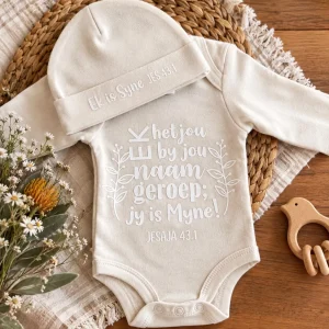 Kruippakkie/Babygrow – “Jy is Myne” | Jesaja 43:1